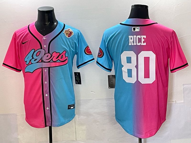 Men 2025 San Francisco 49ers #80 Rice Pink Blue Nike Limited NFL Jersey 08->san francisco 49ers->NFL Jersey